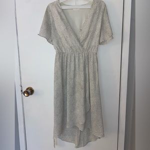 Sienna Sky White Polka Dotted midi dress